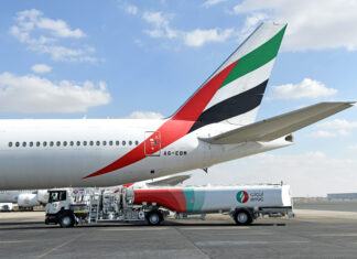 Emirates completa pruebas en tierra usando 100% SAF
