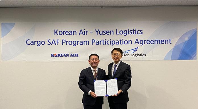 Korean Air ampliará el programa SAF de carga con Yusen Logistics